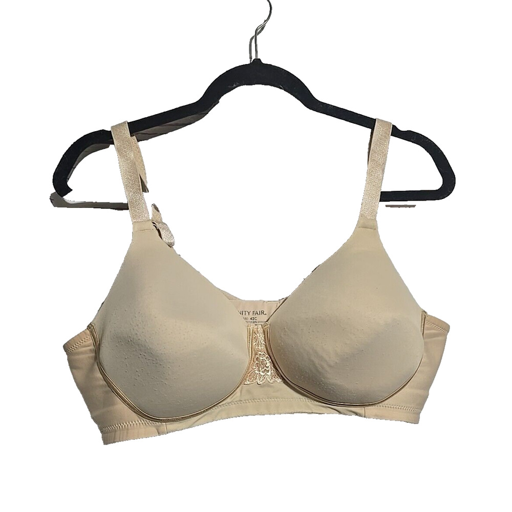 Vanity Fair Beauty‎ Back Beige Full Figure Back Smoothing Wire Free Bra Size 42C